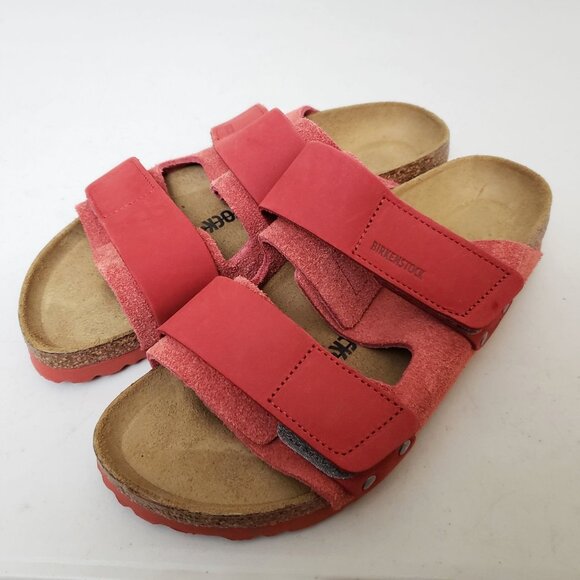 Birkenstock Uji Double Strap Slide Sandals Sienna Red Narrow - Picture 2 of 7